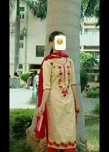Simple Kurti Design With Orange,Pink Color Flowers
