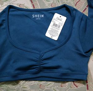 Scoop necked micro crop blouse top,