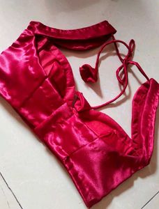 Broad Sweetheart Neck Strappy Padded Satin Blouse