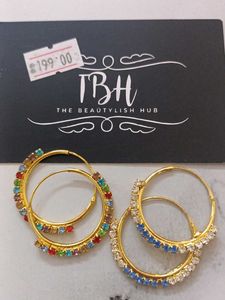 Combo Of Two Pairs Hoop Earrings with Colorful