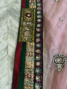 Pink Net Embellished Saree