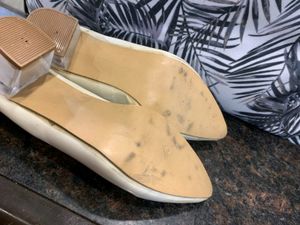 Ivory Heels with Clear Block Heel