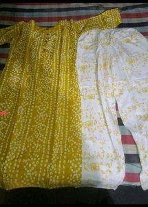 Yellow Printed Kurta Set