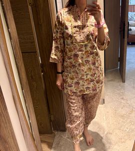 Floral Printed Co-ord Set With Work