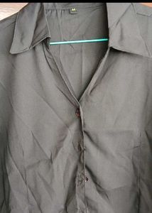 🌙Timeless Black Semi Full-Sleeve Polyester Top🌙