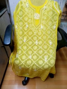 Yellow Embroidered Kurti