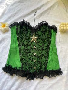 Green &amp; Black Corset Top