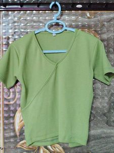 Green Wrap-Front Tee
