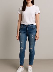 Blue Distressed Skinny Jeans