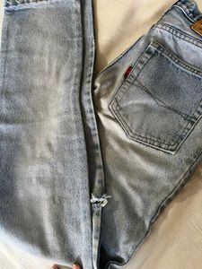 Knee Cut Straight Fit Denim