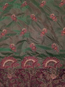 Embroidered Green double shaded saree