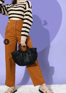 Women Chic Rust Solid High Rise Trousers