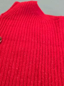 H&amp;M Red Knit One-Shoulder Dress