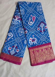 Printed Blue Saree