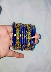 Silk Thread Bangles - Blue &amp; Green