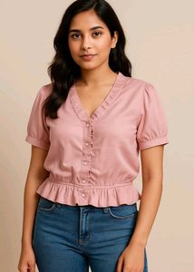Ruffled Pink Blouse