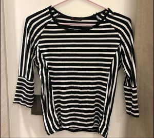 Women Stripped Top With Flare Sleeves