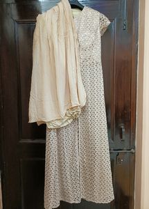 stylish beautiful golden gown with plazo pant 👌👌