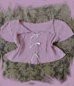 **SALE** Y2K Sweetheart Blush Bow Crop Top
