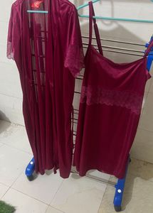 Burgundy Satin Lingerie Set