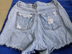 Blue Distressed Shorts