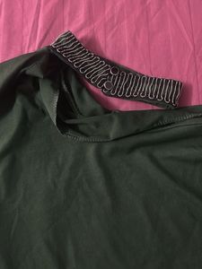 Olive Green One-Sleeve Top