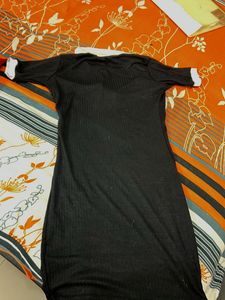 Black &amp; White Collar Midi Dress