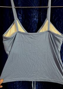 Teal Blue Drawstring Tank Top / Camilosole