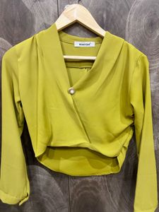 Kiwi Girl Olive Green Cropped Blouse