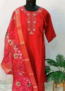 Gorgeous Maroon Ethnic 3 Piece Suit Set