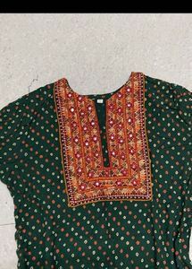 Green Embroidered Kurta