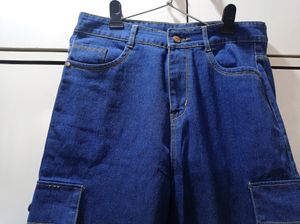 6 Pocket Blue Straight Fit Cargo