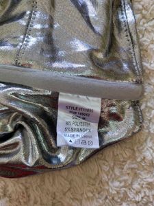 FashionNova SilverMetallic Cross-Front HalterTop