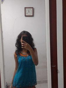 90s bollywood teal hand embroided kurti