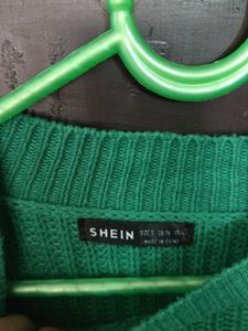 shein Green Knit Cropped Sweater fits S/M