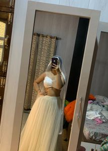 Backless Fairy Heavy Net Lehanga🤍💙🦋🎀