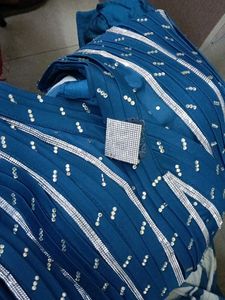 Blue Embellished  One Min Saree