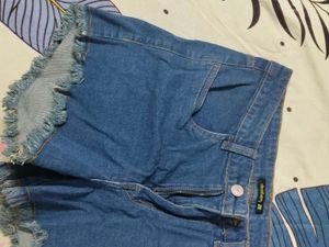 Denim Frayed Shorts