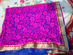 Rose With Blue Light Weight Fancy Saree