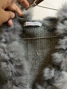 Gray Fur Knit Coat sweater for winter