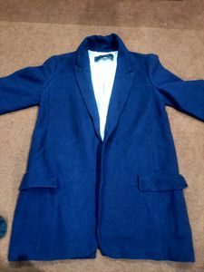 Blue Stylish Single Breast Blazer For Women