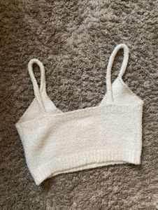 White Fuzzy Crop Top