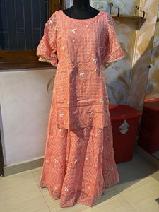 Pink Lucknowi skirt Set