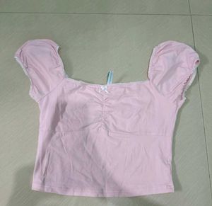 Baby Pink Newme Ruched Crop Top🩷