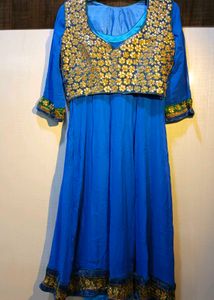 Blue & Gold Embellished Anarkali