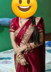 Elegant Jimmy Choo Red Saree