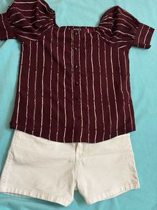 Striped Puff Sleeve Top