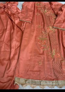 Embroidered Kurta Set With Salwar And Dupatta