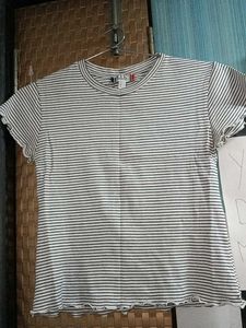 White Striped Crop Top