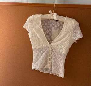 Lace Pearl Button Blouse